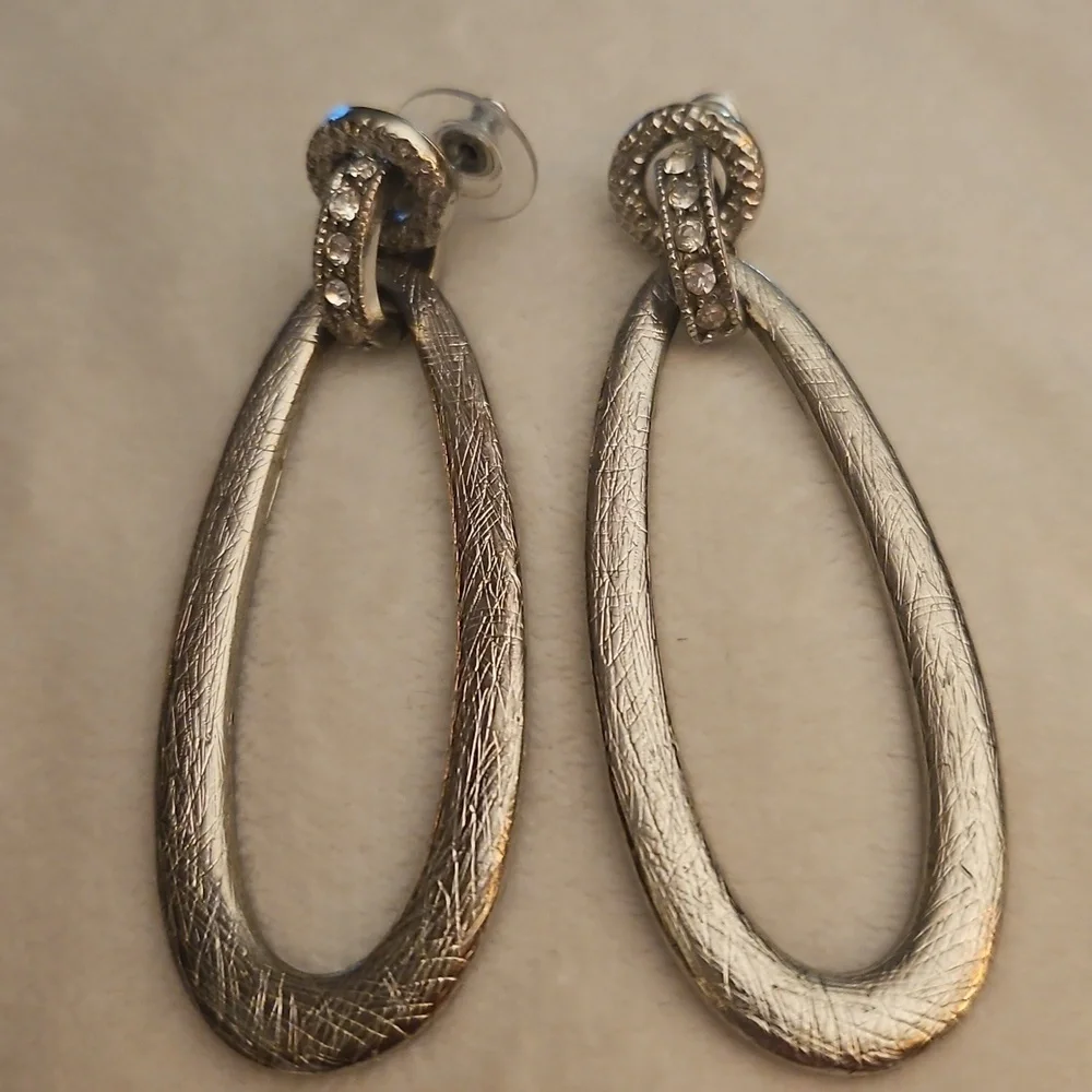 Vintage 1980s Long Doorknocker Hoop Statement Earrings